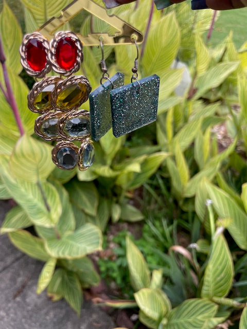 Glitter and Rhinestone earrings