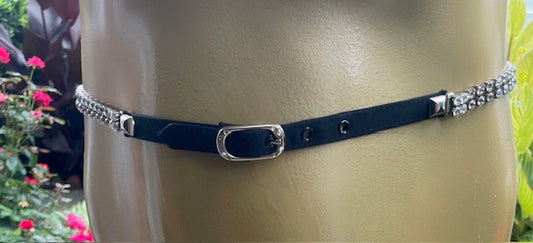 Black and Silver Rhinestone Belt